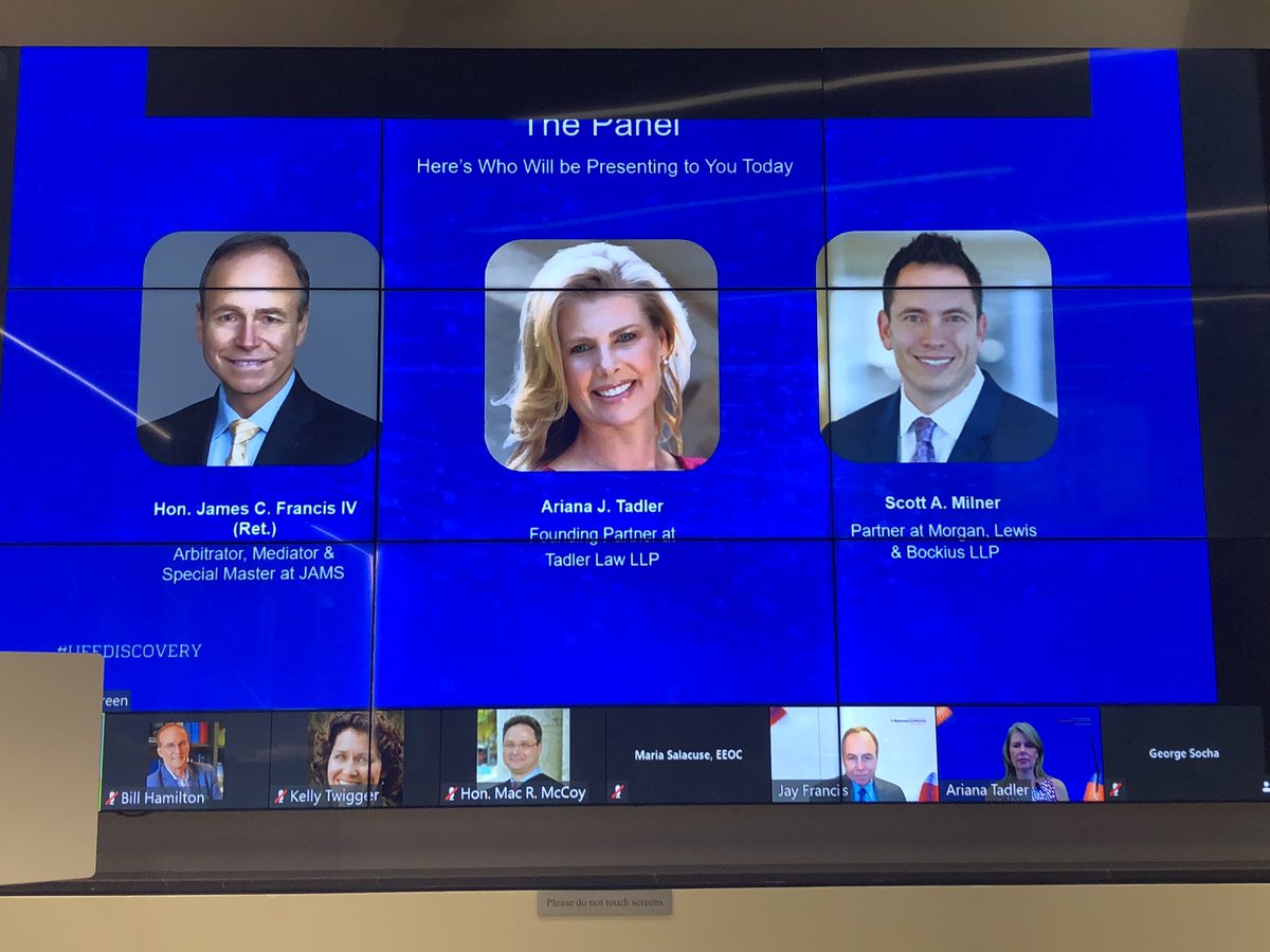 suzaclark's tweet photo. #ESI Protocol Panel live with Scott Milner and Ariana Taddler @UFLaw #UFEDISCO @metaediscovery  #BeasleyAllen https://t.co/AN8vBpIVhl