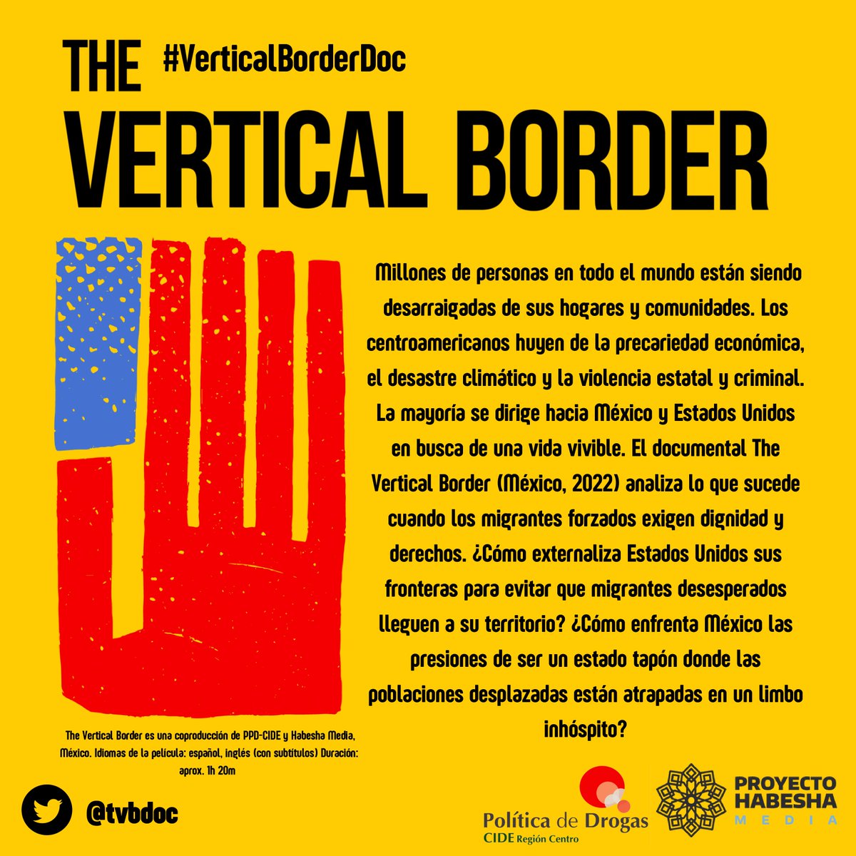 APEPD_AC's tweet photo. #AgendaPPD
👀Mañana no te pierdas 🎦estreno virtual y panel del #documental “The Vertical Border”
Participan: @scwolf5, @MaximePluvinet, @giolepri, @albertopradilla & @Carlos_Tampico
✅Registro👉https://t.co/aTofrHRfBc
#VerticalBorderDoc #Centroamérica #fronteras #Migración https://t.co/G8J4OEydca