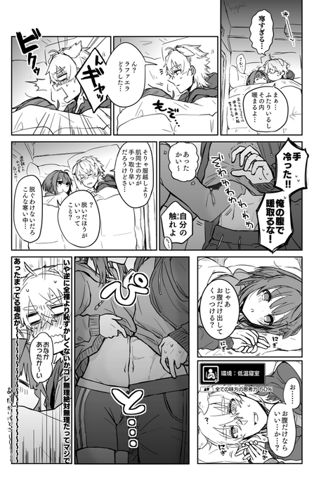 エルラファの漫画 寒い日の夜の話(当然のように一緒に寝ている) 