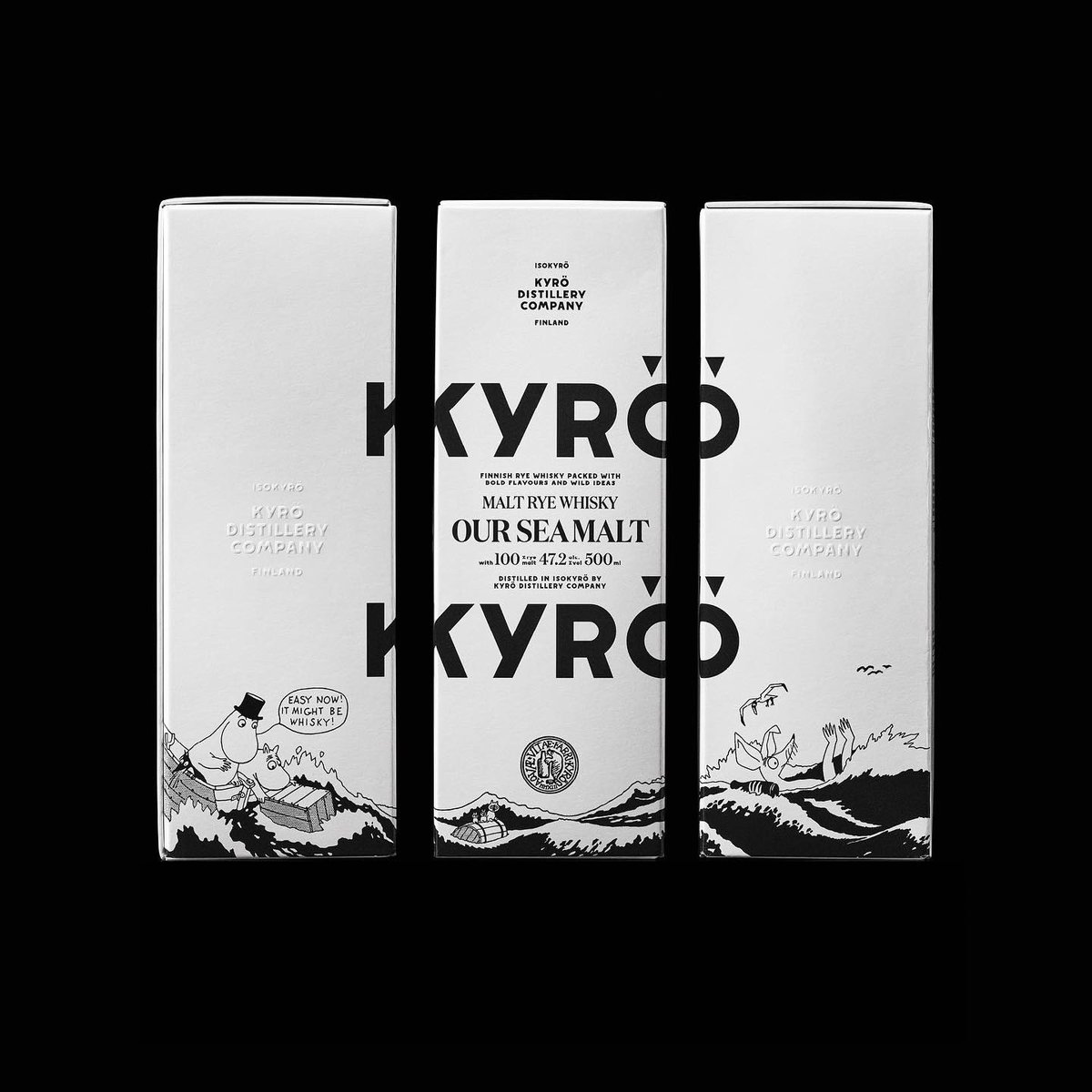 tuukkakoivisto's tweet photo. The Our Sea Malt, a special edition rye whiskey, created in collaboration with @Kyrodistillery and #Moomin for the 75th anniversary of the Moomins and the #Oursea campaign. Six bottles were auctioned at the Lauritz auction house, with proceeds going towards the campaign. https://t.co/d0SlSzXctc