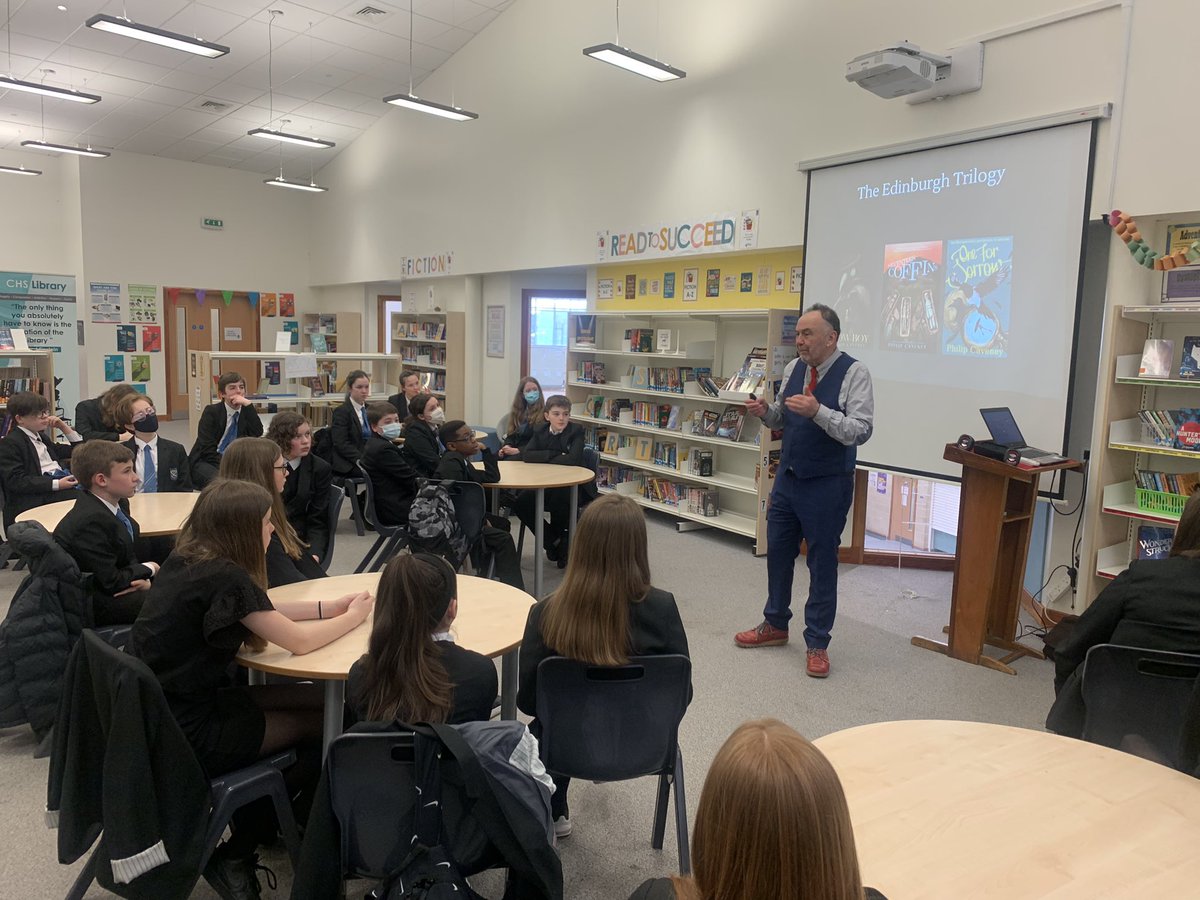 _CHSEnglish's tweet photo. Some of our S1 pupils enjoying a visit from Philip Caveney/Danny Weston today! Thank you, @philip_caveney ☺️📖 #ReadtoSucceed https://t.co/AX1KKyDjb2