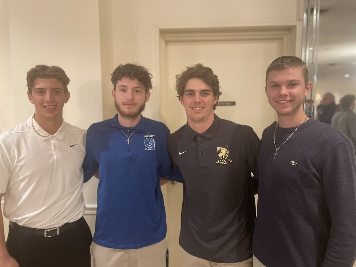 2022 Captain’s Night -            Mike Saraceno, Danny Berry, Jack Norton, Gavin Alloway <a href="/GRHSGators/">Gateway Athletics</a> thanks <a href="/SouthCoaches/">South Jersey Baseball Coaches Assocation</a>