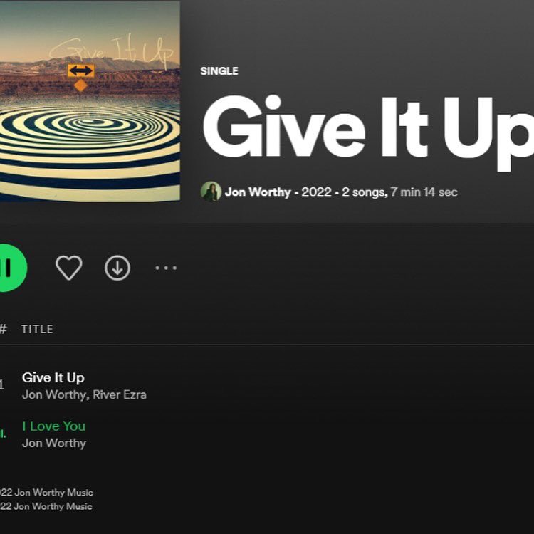 jonworthymusic's tweet photo. First new music of 2022!
.
Give It Up &amp; I Love You
.
So many people involved and people to thank
.
Music videos coming soon👀
.
Listen here👉 https://t.co/KJ3FJw9i69 https://t.co/Uj6hooSE5N