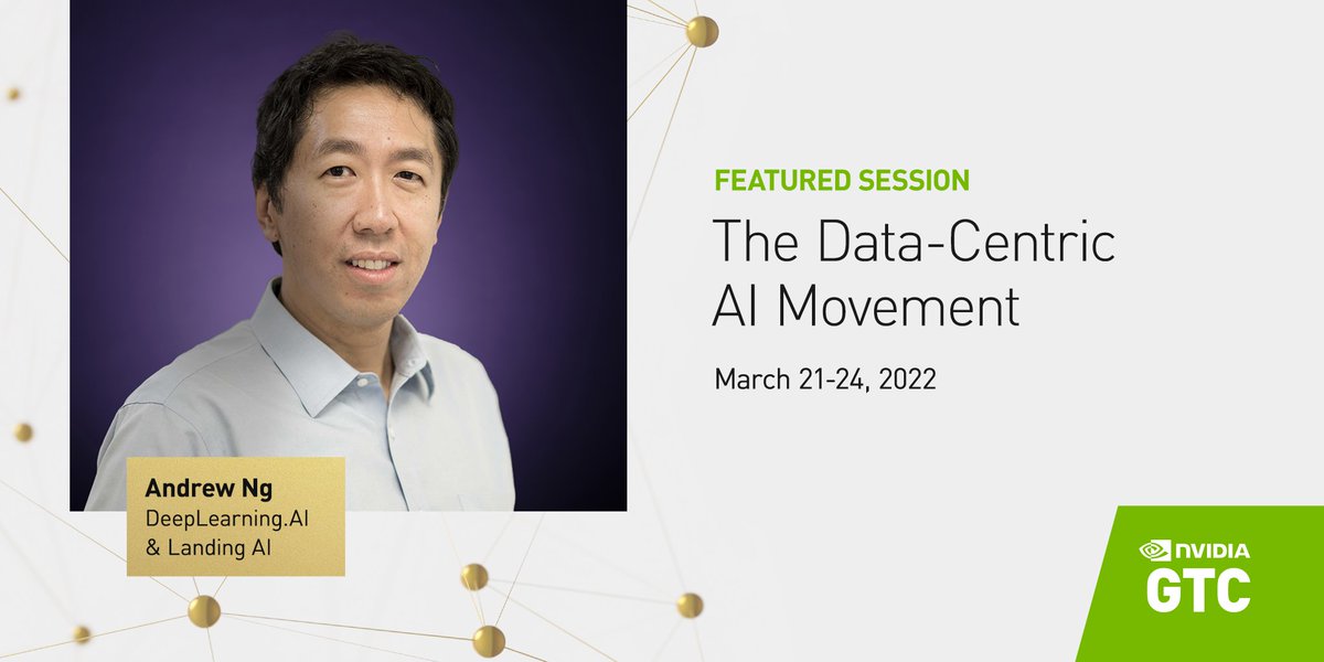 Today's the day. Starting at 9am PDT: <a href="/AndrewYNg/">Andrew Ng</a> will discuss the data-centric #AI movement followed by a live Q&amp;A. Don't miss it. #GTC22 nvda.ws/3JxcmKH