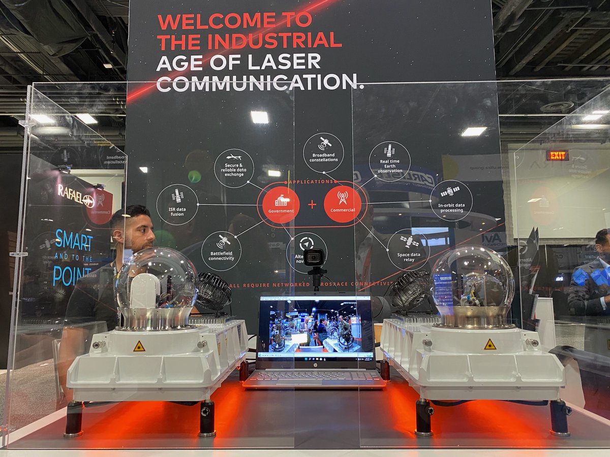 mynaric's tweet image. There is still time to stop by booth 849 at @SATELLITEDC  to see our bidirectional optical link demonstration. This test showcases the ability of our HAWK terminals to track moving targets. 

#LaserCommunication #SATShow