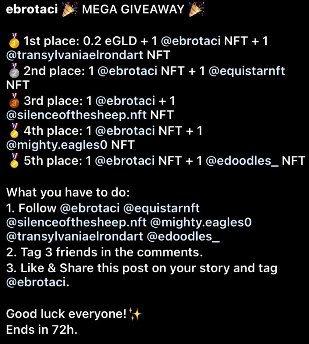 eBrotaci's tweet photo. MEGA GIVEAWAY ON INSTAGRAM!  

❗️ https://t.co/hteJLOJ6Tt ❗️

@TransylvaniaEA @EquistarNFT @MightyEaglesNFT @eDoodles_ https://t.co/9mdQLKemjw