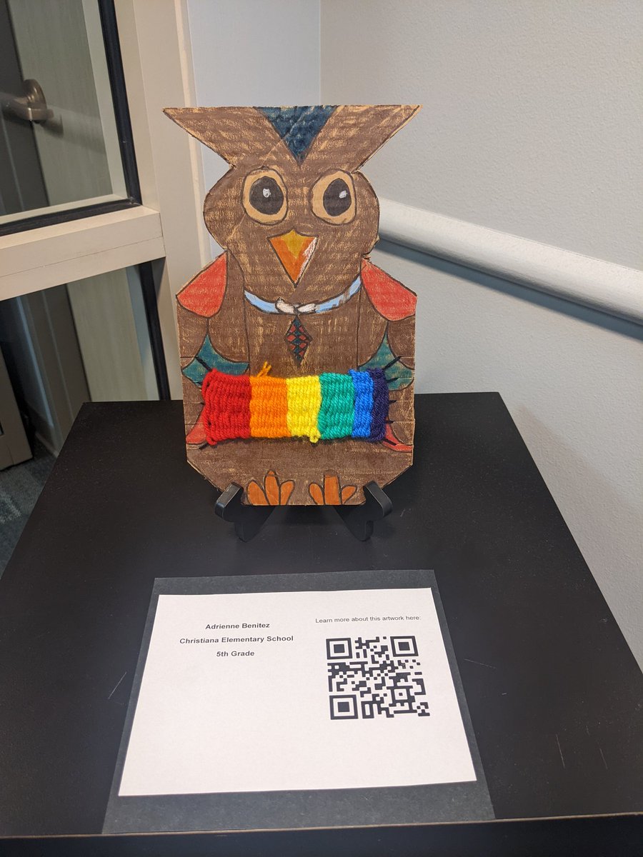 Congratulations to Adrienne in Mr. Steiner's 5th grade. Last night she was honored at the RCS Board of Education for the annual spring art show for her outstanding weaving of an owl. #ChristianaES1