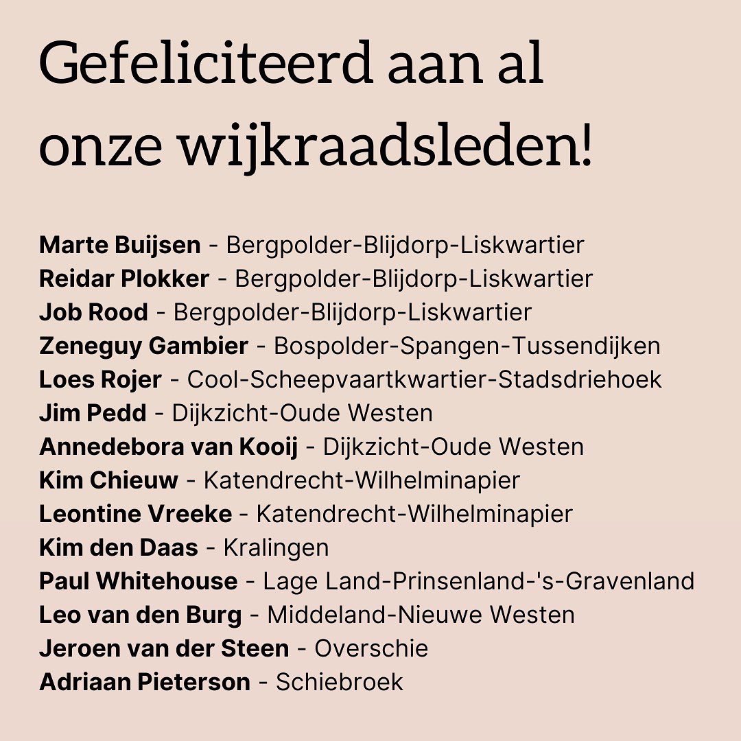 D66Rotterdam's tweet photo. De uitslag van de wijkraadverkiezing is bekend!

Gefeliciteerd aan al onze wijkraadsleden 🎉 https://t.co/v49cdJqN5q