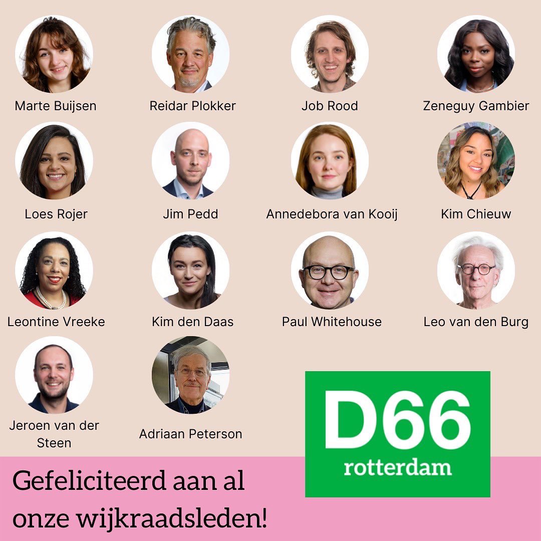 D66Rotterdam's tweet photo. De uitslag van de wijkraadverkiezing is bekend!

Gefeliciteerd aan al onze wijkraadsleden 🎉 https://t.co/v49cdJqN5q