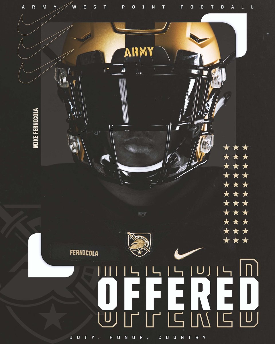 MichaelFernico1's tweet photo. After a great conversation with @CoachJeffMonken and @CoachJohnLoose, I am honored to announce that I have received my third division 1 offer for @ArmyFB_Recruit! @TheBecaPerez @WayneHills_FB @whillsathletics @the_proedge https://t.co/dADcMgrq4p