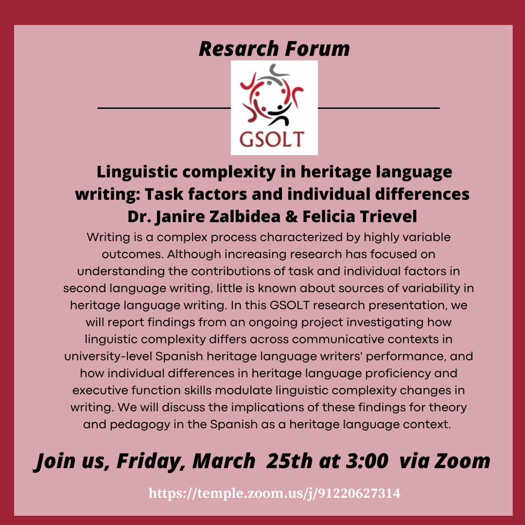 gsoltinfo's tweet photo. Join us this Friday at 3:00pm for our next research forum! https://t.co/FYkkpMClAR
