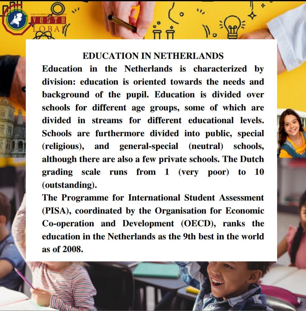IndNetherlandYF's tweet photo. Greetings!
The India-Netherlands Youth Forum 🇮🇳🇳🇱 is up with another enriching series, 'Congruence and Contrasts'.
Through this series, we aim to highlight the similarities and differences in various institutions of India and the Netherlands.

#India #Netherlands #education https://t.co/vGJSWX3qc6
