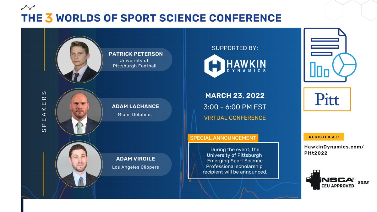 Darnell_PhD's tweet photo. There are still a few seats left.
Register for this FREE Sports Science Conference today at 3pm ET

Now Approved for 0.3 CEU credits from @NSCA 

Register here:
https://t.co/euOlYiOdtJ

@HawkinDynamics @PittSHRS @Pitt_ATHLETICS 
@PPetersonSC @AdamVirgile https://t.co/xybsULSk9d