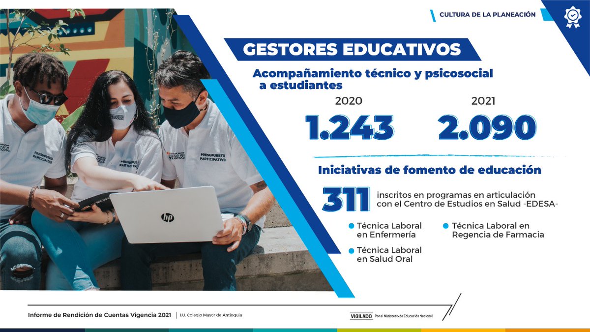 IUColmayor's tweet photo. 👏🙌Presupuesto Participativo sigue creciendo para impulsar sueños profesionales. Conoce sus logros más importantes durante la vigencia 2021.  #Rendicuentas2021 #Colmayor. 
▶️https://t.co/LCrkP2QzHd https://t.co/K0sMI9Z2ss