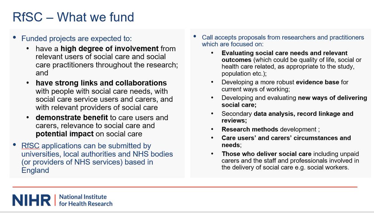 NIHR_RSS's tweet photo. Fantasic talk by Prof. @chrishattoncedr Deputy Chair of the #RfSC on how to develop a proposal to Research for Social Care #RDStips
#researchers #socialcare https://t.co/B572z2nnD6