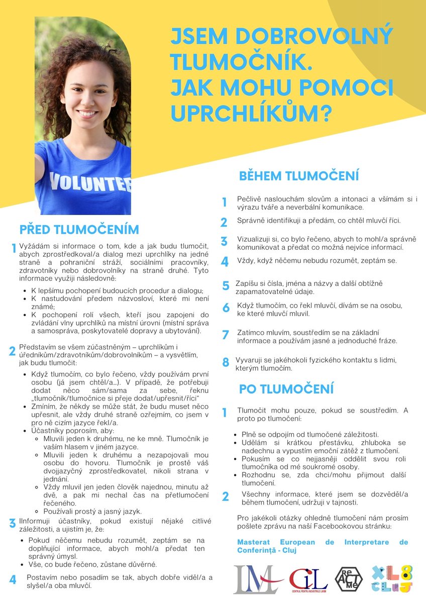 xl8cluj's tweet photo. [1/2] 🇨🇿🇵🇱🇺🇦🇬🇧
In difficult times, people need fast and efficient communication. Our partners helped us draft a quick guide for interpreters that may help them streamline communication. If you know any NGOs helping out refugees these days, please share these leaflets with them. https://t.co/naEWFlAMg9