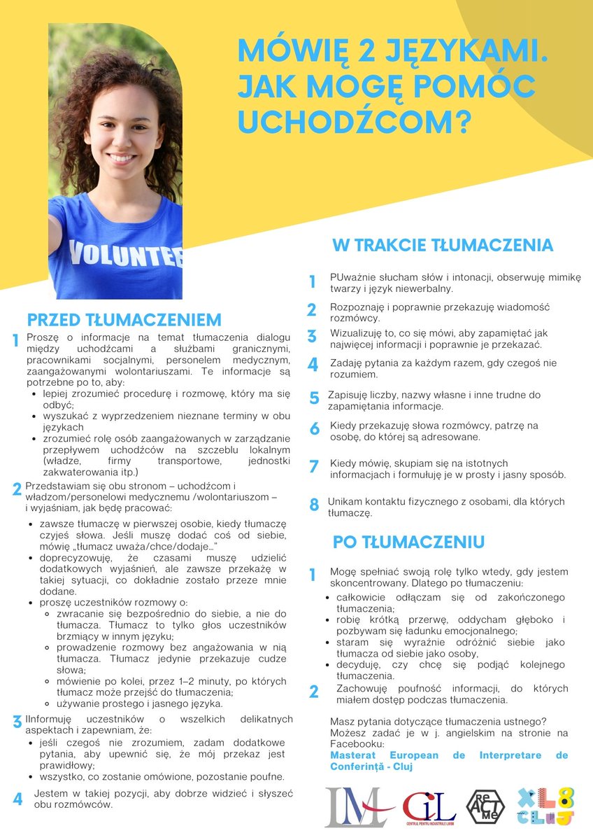 xl8cluj's tweet photo. [1/2] 🇨🇿🇵🇱🇺🇦🇬🇧
In difficult times, people need fast and efficient communication. Our partners helped us draft a quick guide for interpreters that may help them streamline communication. If you know any NGOs helping out refugees these days, please share these leaflets with them. https://t.co/naEWFlAMg9
