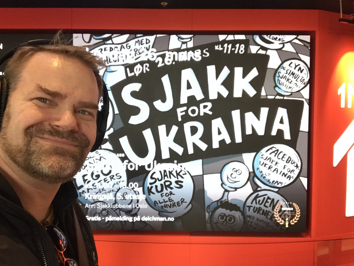 benjoha's tweet photo. Sjakk for Ukraina på lørdag! Kom kl 11-18 og spill sjakk med oss på #deichman Bjørvika #chess #Ukraina https://t.co/Aipa4rgetA