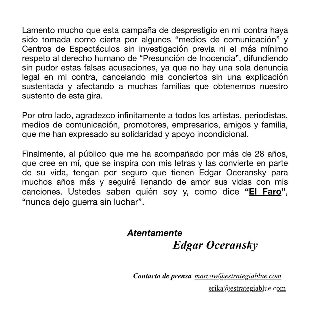 A los Medios de Comunicación y Público en General.

#EdgarOceransky

Link del video: youtu.be/lKrvX-KKKjA