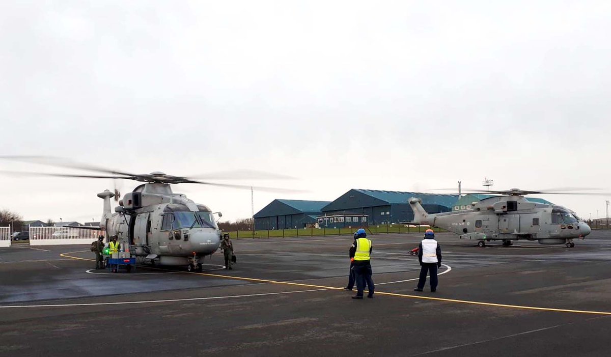 Merlin Mk2 helicopters of 824 NAS at HMS Gannet at Prestwick