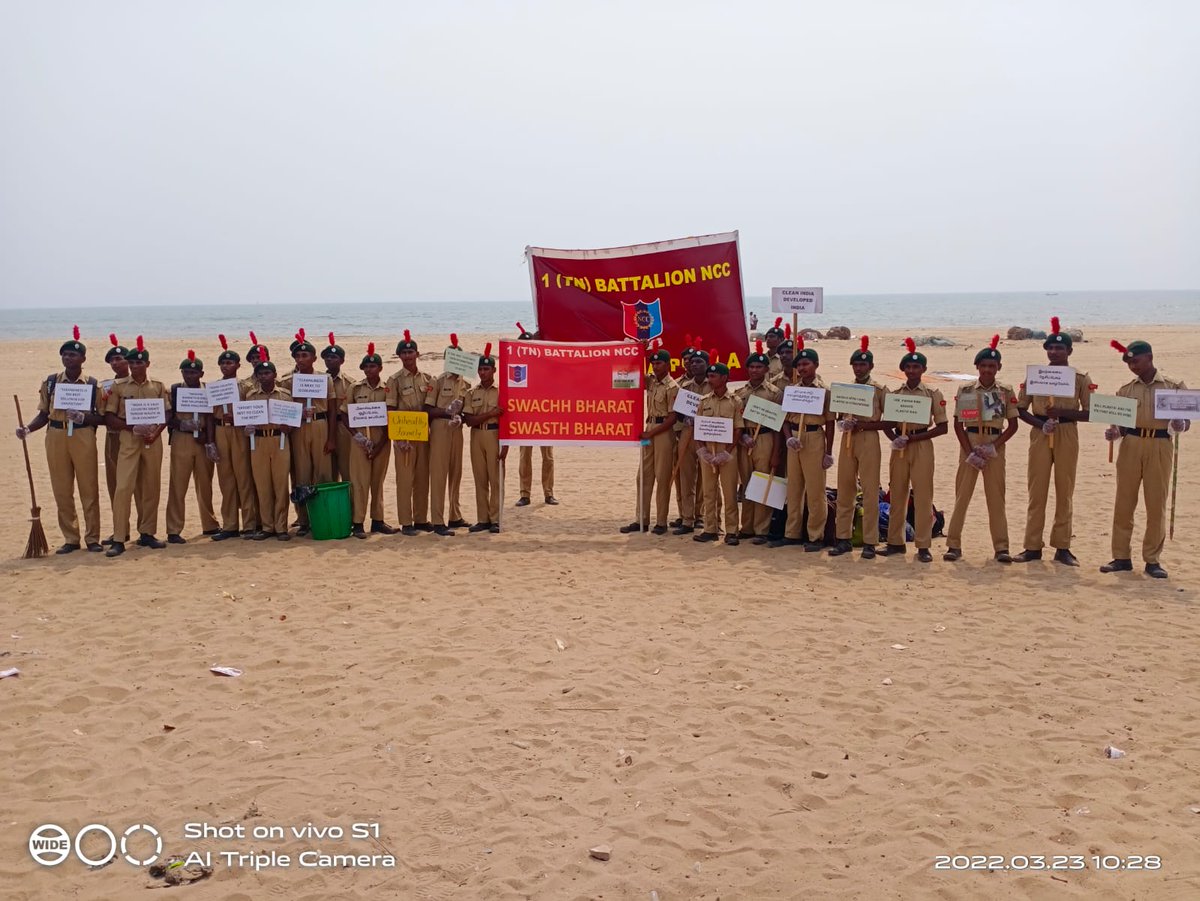 NccKcg's tweet photo. Cadets of KCG NCC Company,#1TNBNNCC, #MADRASAGROPUP #TNPAN DTE enthusiastically participated in the event for PUNEETH SAGAR ABHIYAN where cadets cleaned the beach and residential areas and created awareness on cleanliness.
#DGNCC #HQ_DG_NCC https://t.co/Wtzp4VwXeC