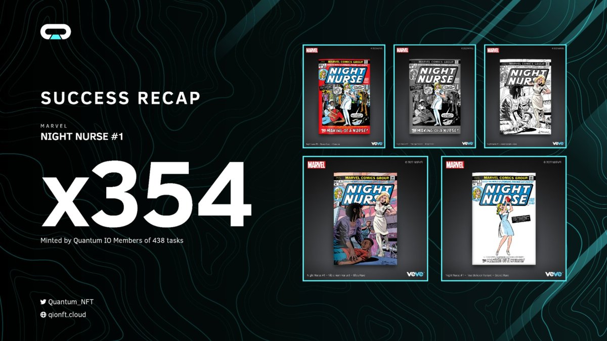 qntm_io's tweet image. x354 Marvel - Night Nurse #1 | Q-IO Success

✅ Q-IO Success Rate on this Drop: 80%