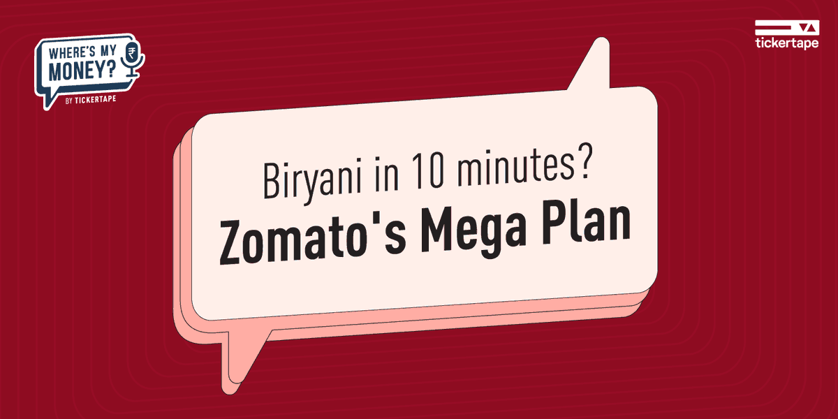 TickertapeIN's tweet photo. Knock knock, your biryani has been delivered 🍚🍗

Tune in to our latest episode on "Where's My Money?" where we talk about #Zomato's mega plan! 👇

https://t.co/ikieM1nutZ https://t.co/2RBTVDrPzl