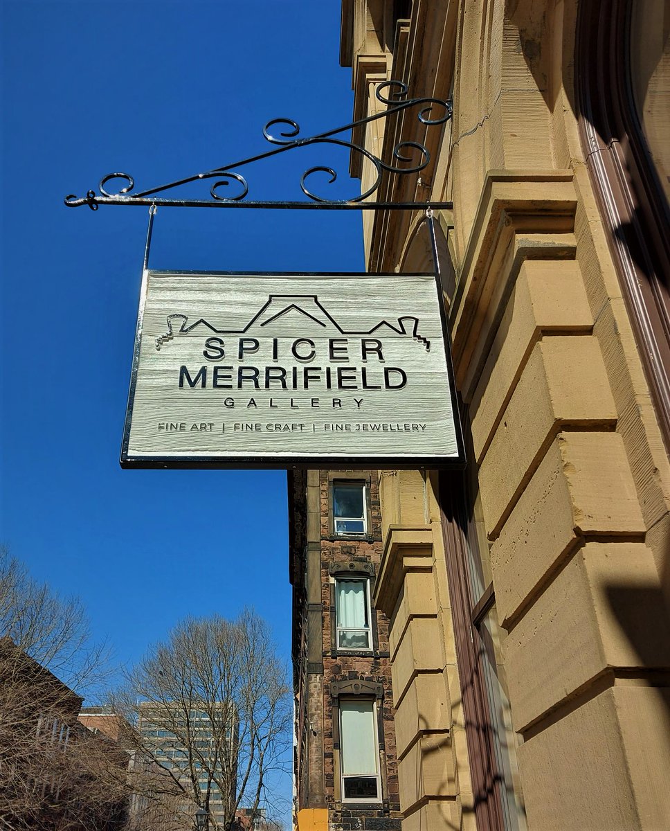 Flewwelling's tweet photo. We supplied and installed a new sandblasted sign and sign-bracket for @SpicerMerrifieldGallery on Friday. The sign is made of Western Red Cedar that was sandblasted to give recessed areas for a stunning look, and then painted to specification. https://t.co/pbmKLuT14x
