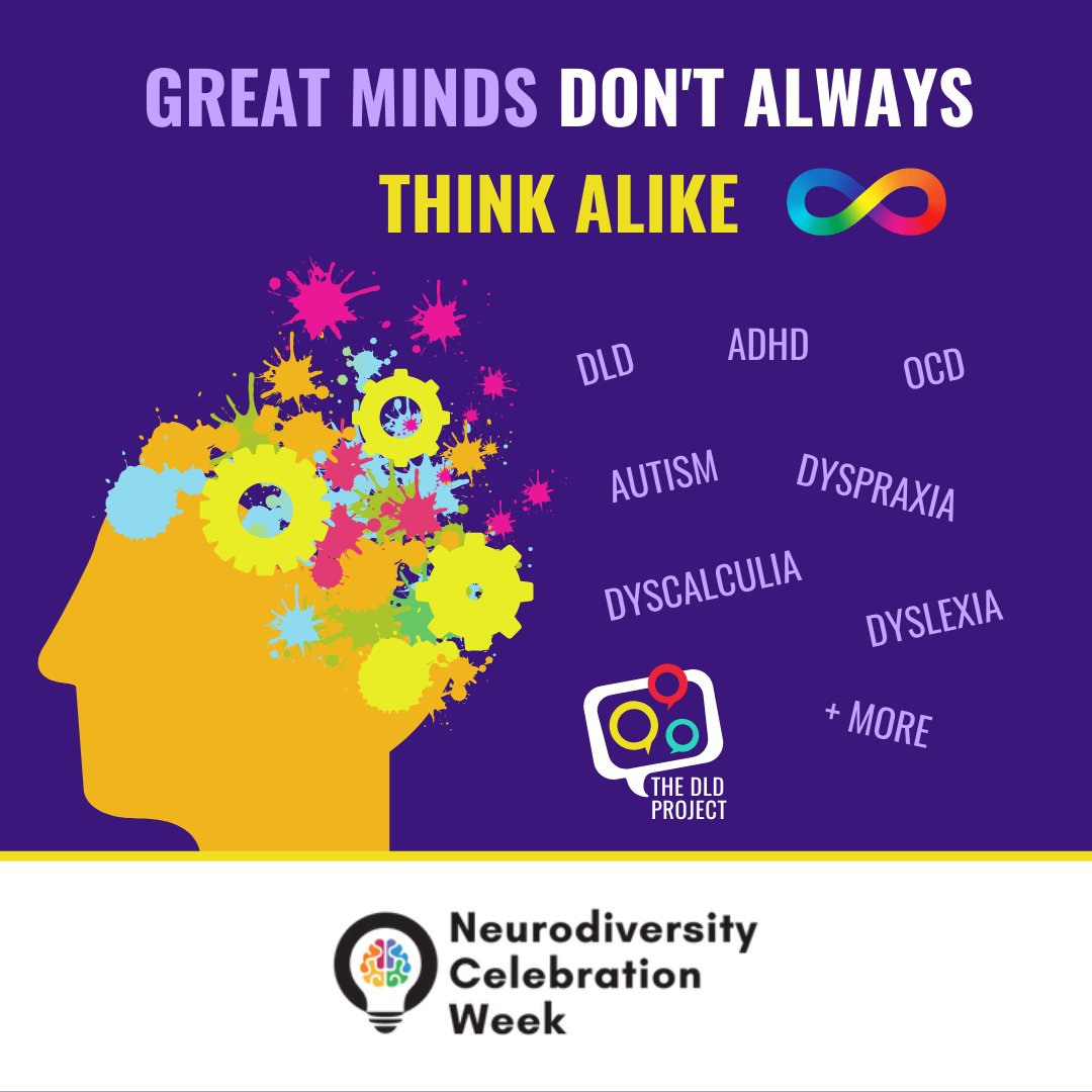 TheDLDProject_'s tweet photo. 🌈🧠 Neurodiversity Celebration Week 21-27 March | Great Minds Don't Always Think Alike.

1/3 https://t.co/G6pEEIlcKK