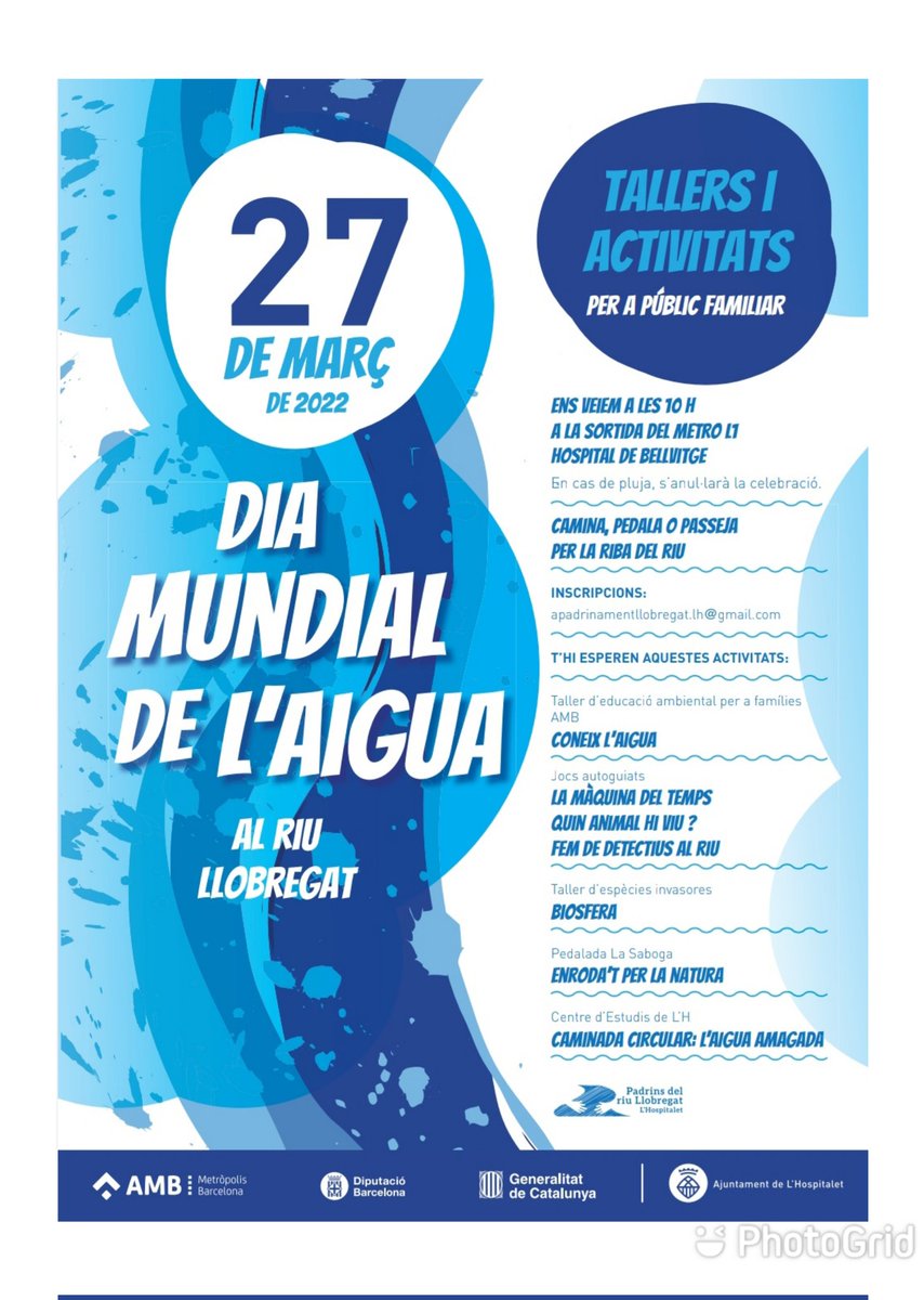 SantaEulàliaComerç (@eulaliacomerc) on Twitter photo Tallers i activitats per celebrar el Dia Mundial de l'Aigua 🌊 Pots inscriure't a 👇🏻
apadrinamentllobregat.lh@gmail.com
#diamundialdelagua
#diamundialdelaigua
#comerçdeproximitat
#santaeulaliacomerç
@catalunyacomerç
@lhdigital_lh
@lhdinamitzacio
<a href="/eltothospitalet/">EL TOT L'HOSPITALET</a>
<a href="/CNLlHospitalet/">CNL de l'Hospitalet</a> Tallers i activitats per celebrar el Dia Mundial de l'Aigua 🌊 Pots inscriure't a 👇🏻
apadrinamentllobregat.lh@gmail.com
#diamundialdelagua
#diamundialdelaigua
#comerçdeproximitat
#santaeulaliacomerç
@catalunyacomerç
@lhdigital_lh
@lhdinamitzacio
<a href="/eltothospitalet/">EL TOT L'HOSPITALET</a>
<a href="/CNLlHospitalet/">CNL de l'Hospitalet</a>