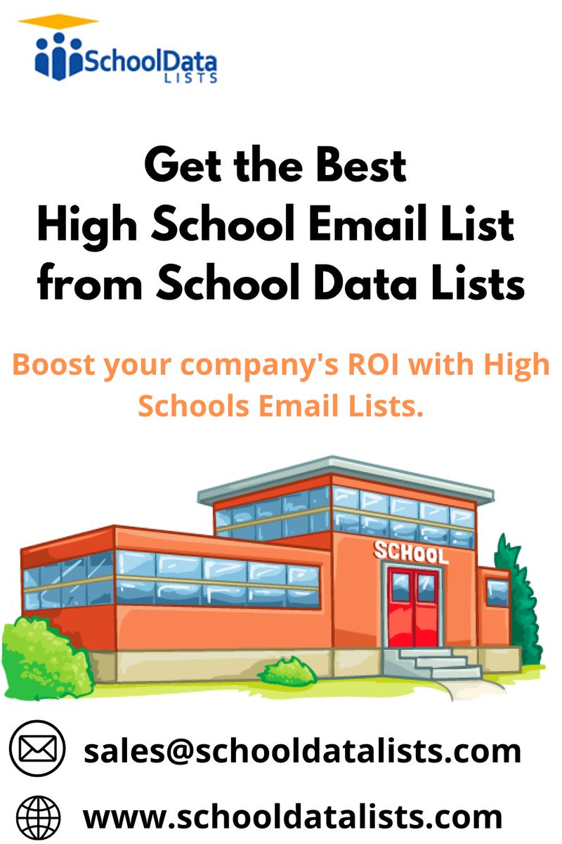 Get access to ready to use and opt-in email database of high school in USA from SchoolDataLists. Use accurate high school email list to generate leads.
Click Here: schooldatalists.com/database/high-…

#highschoolemaillist 
#highschoolemaildatabase #highschooldatabase