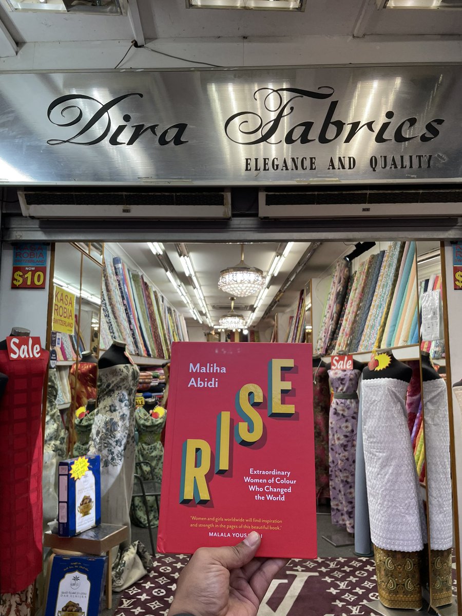 AmenHaan's tweet photo. We from Dira Fabrics on 77 Arab Street 🇸🇬 thank @Maliha_z_Art  &amp; the team from @WomenriseNFT  for this Rise book. Rise,Women Rise &amp; shine ✨ 🚀🌕 #WomenRise #WomenWhoCode #CollectorsAreWatching #NFTCommmunity #77arabstreetdirafabrics #azizasilkhouse #coinbase #arabstreetsingapore https://t.co/Y2qqtTrWl6