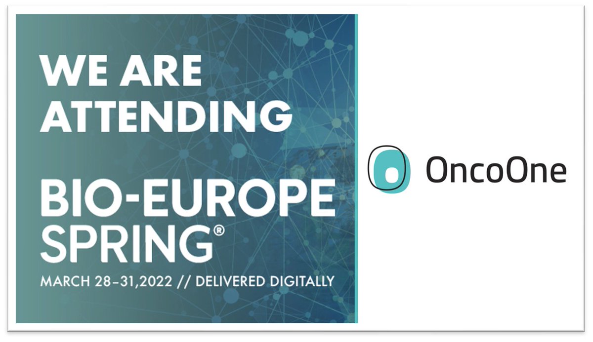 OncoOne's tweet photo. #SavetheDate: OncoOne management will have a virtual presentation available for participants at #BIOEuropeSpring. Schedule meetings with us from March 28 – 31 to learn more about our unique #oxMIF-targeting approach to various #cancer & #inflammation. https://t.co/yIRxtWMeS0