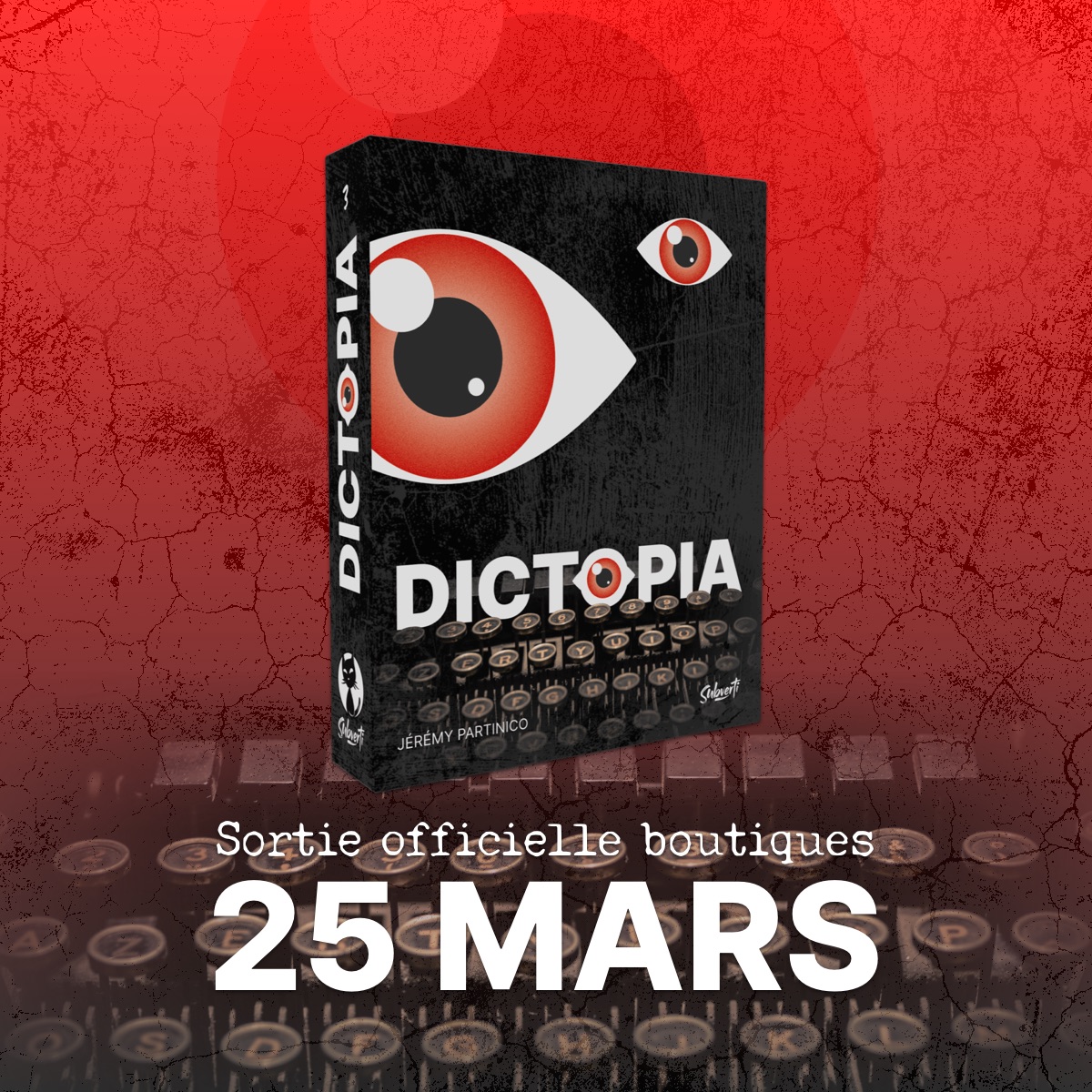 SubvertiGames's tweet photo. Résistant·e·s à la dystopie, #Dictopia de Jérémy Partinico sort de l'ombre pour se révéler aux yeux du monde ! 👁️
Ce vendredi 25 mars 2022, grâce à votre soutien et votre engouement, notre #jeudesociété Dictopia arrive officiellement dans toutes les bonnes boutiques. 😻 https://t.co/YhOkK3MaD2
