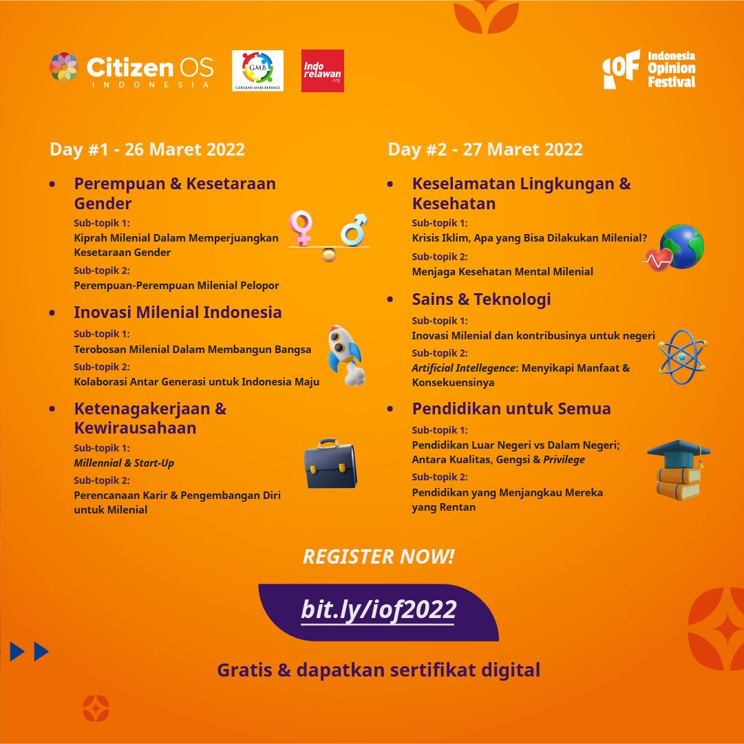 SonoraFM92's tweet photo. Mari berdiskusi seputar milenal di The 2nd INDONESIA OPINION FESTIVAL 2022 - Milenial Pilar Pembangunan Bangsa!🎉 🎉 

Link Pendaftaran: https://t.co/YM4HIEhTy7   

#Demokrasi #Milenial #IndonesiaOpinionFestival #Milenial #Indorelawan  #MilenialPilarPembangunanBangsa #CitizenOS https://t.co/DsdtZQfeqS