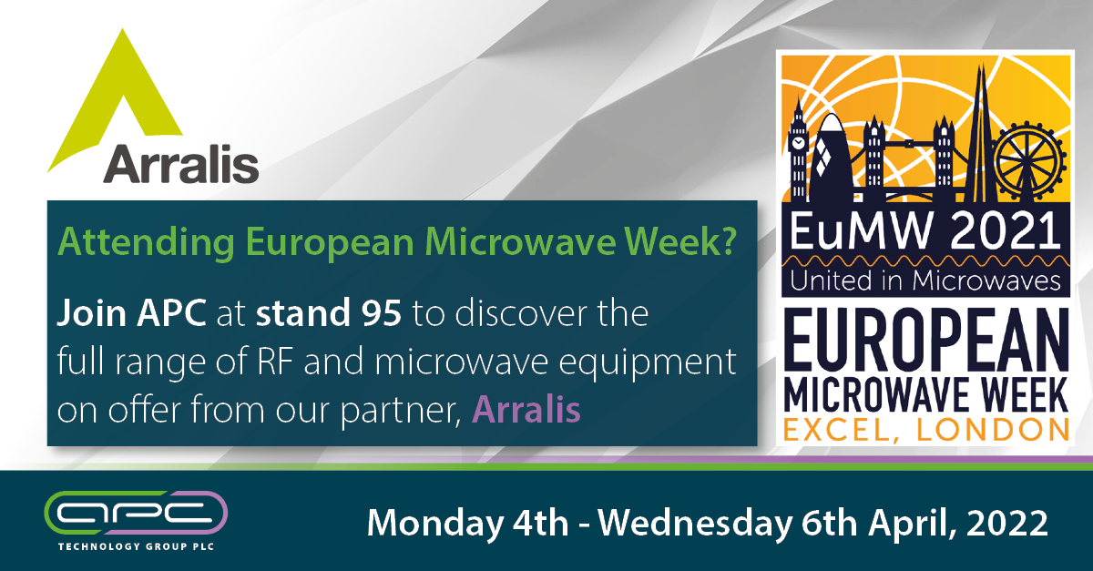 APCTechGroup's tweet photo. Join APC and our partner @arralis at stand 95 to discuss all things #RF and #Microwave. With product ranges that include #Transceivers, #MMICs, #Antennas, and #mm-wave Sub-Systems, Arralis have the solutions for your project needs.
Read more: https://t.co/r2xLv0524W https://t.co/N69YETXYUa