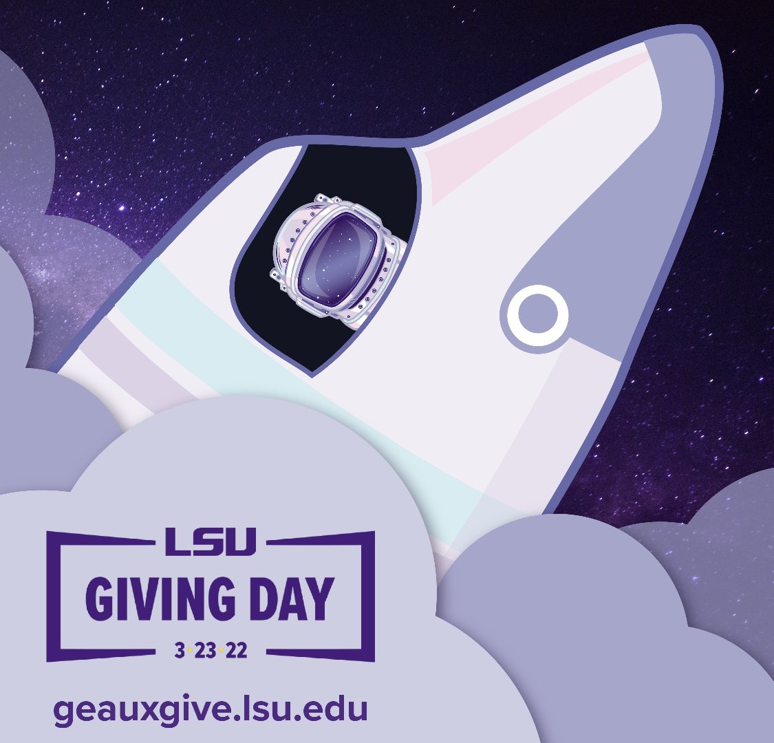 Today is #LSUGivingDay, and we’re ready to Geaux BEYOND! The intergalactic Tiger community is joining forces to support LSU students, faculty, and staff. Take one giant leap for Tigerkind by giving now at geauxgive.lsu.edu.