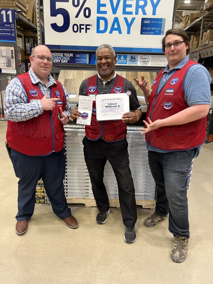 Another successful #specialtyspolight from yesterday. Celebrating the wins with Millwork specialist Charlie and Flooring specialist William! Both were top in the region for sales in the month of February! 🥳<a href="/GusGus1016/">Jefferson Fowler</a> <a href="/BlueBoxR1/">@BlueBoxR1</a> <a href="/_nicolemarie_6/">Nicole Martinez Boyd</a> <a href="/PresnellLars/">Lars Presnell</a>