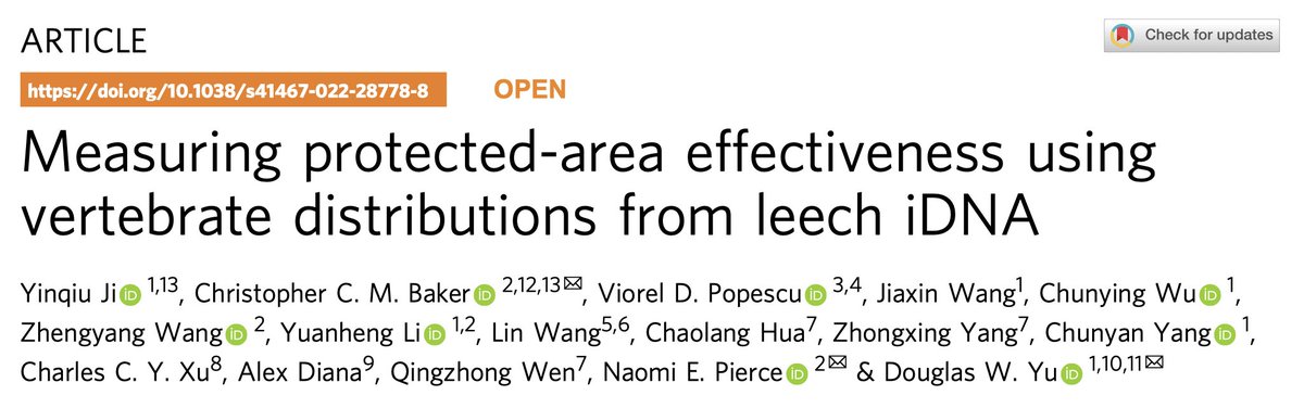 insectsoup's tweet photo. Finally out!  A paper 2 years in review. 

https://t.co/OzulD7VtPf

We used 30,468 leeches, collected by 163 park rangers, to map vertebrate wildlife across a 677 km2 nature reserve. https://t.co/GxZbB427rg