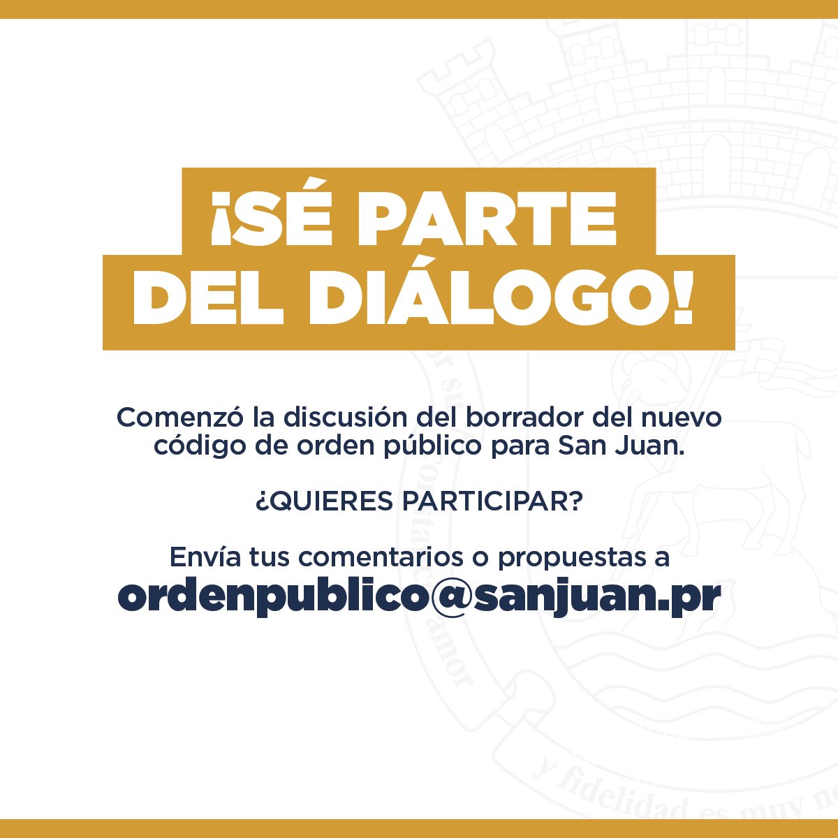 Miguel_Romero_'s tweet image. En @SJCiudadCapital aspiramos a recibir el insumo de nuestra gente y de todos los sectores de de nuestra capital para lograr un código de orden público sensato, producto del diálogo y la participación ciudadana. ¡Sé parte de la discusión enviando tus opiniones y/o propuestas! 👇🏻