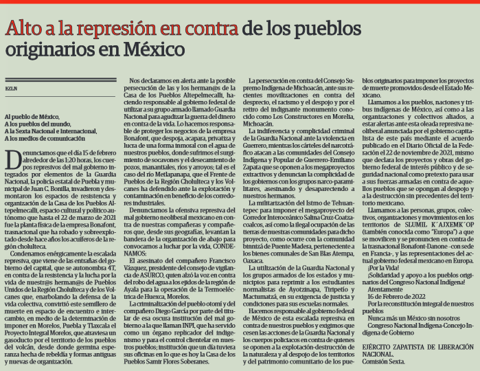 [Rojo y Negro]

#EZLN 

Alto a la represión en contra de los pueblos originarios de#México.