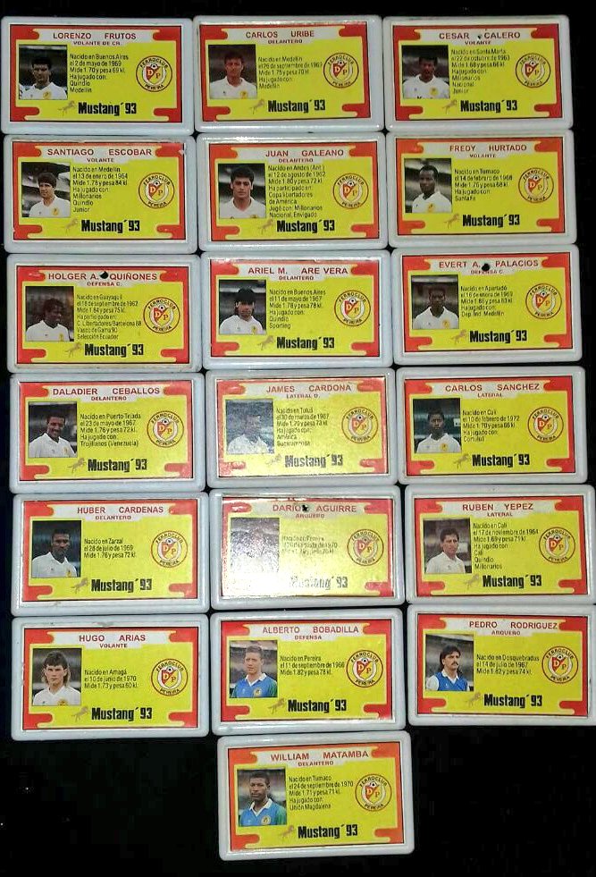 DATOSDEPOR1944's tweet photo. #Fotogaleria : estas tarjetas las podías reclamar con cajas de cigarrillos Mustang 🐎 definitivamente cuando el campeonato se llamaba #copamustang era mucho mejor, ahora la @LigaBetPlayD ni siquiera álbum sacan. @Corpereira @WilFranco7 @DiegoSalazarV9 @JulianSantaR https://t.co/50yC39XC0p