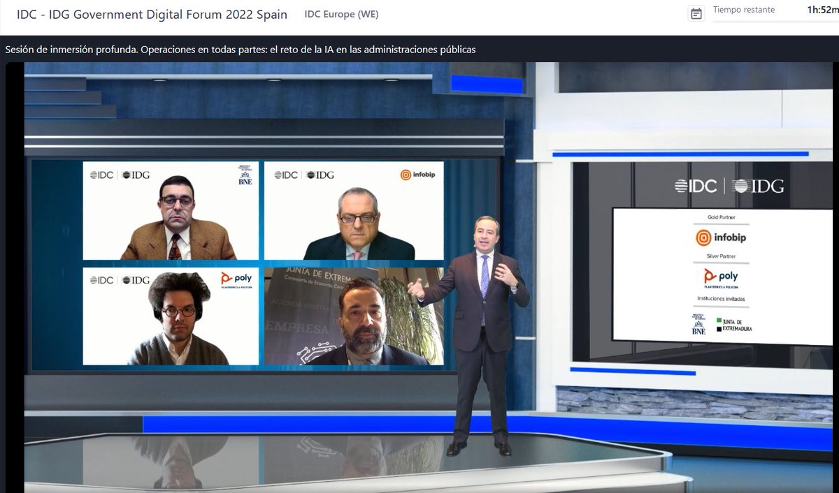 DGDigitalEx's tweet photo. Hoy miércoles 23marzo desde las 12h de manera virtual, en una de las sesiones sobre el reto de la #IA #InteligenciaArtificial en #AAPPs en #colaboraciónPúblicaPrivada con #empresas #universidad #CentrosDeInvestigación en el marco del #GovernmentForum vía @IDCSpain @DihExtremadura https://t.co/fH5J7093S1