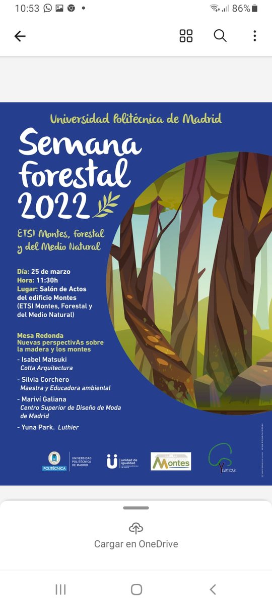 SoniaRoigGomez's tweet photo. El viernes 25/03/22 #SemanaForestal, a partir de las 11.30 en el salón de actos del edif Montes @MontesUPM @La_UPM tenemos esta interesante mesa redonda sobre nuevas visiones y perspectivas sobre el monte y sus productos. No os la perdáis! https://t.co/ZDTZm2USwO