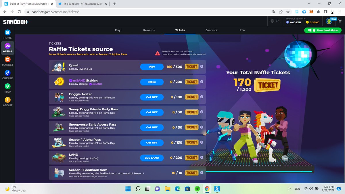 KUNG__TW's tweet photo. @TheSandboxGame I just participated in the daily #SandboxAlphaS2Contest for a chance to earn up to 1,000 $SAND! Starting March 22 - Ticket Day. Check out my screenshot below!
👇 #SandboxAlphaS2 https://t.co/jaSii5TOmd
