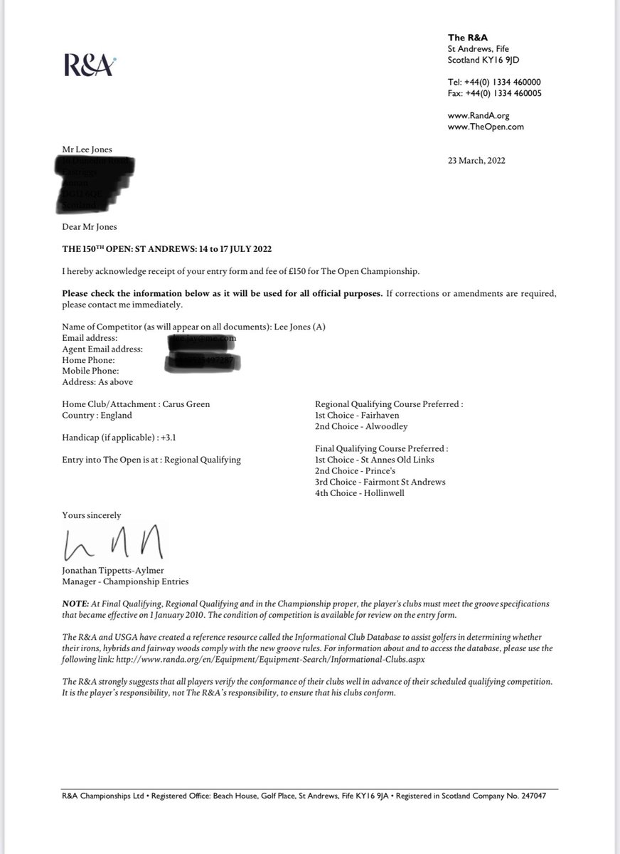 Well it’s official. I’m in. Massive and I mean massive thanks to <a href="/martonmeadows/">Marton Meadows Golf Club</a> for sponsoring me on this event. Videos coming of the journey soon <a href="/RandA/">The R&A</a> #theopen2022 #golf #roadtoqualifying #golfmates