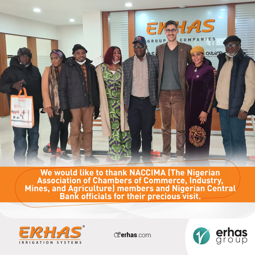 ErhasIrrigation's tweet photo. We would like to thank NACCIMA (The Nigerian Association of Chambers of Commerce, Industry, Mines, and Agriculture) members and Nigerian Central Bank officials for their precious visit.
https://t.co/ZRjRBoWcO1

#ErhasIrrigationSystems
#Turkey #irrigation #Nigerian 
#NACCIMA https://t.co/qucrJEKFbU