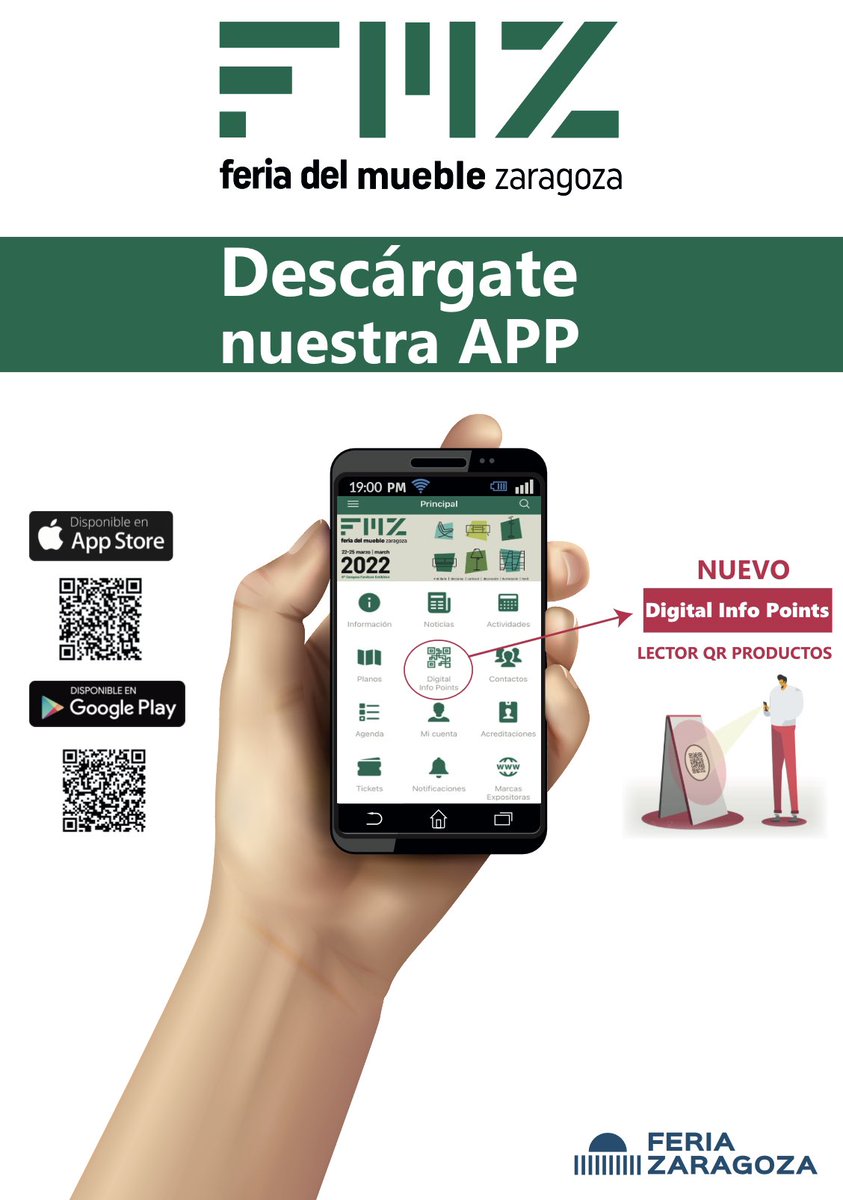 Os recordamos que tenéis disponible la APP de FMZ con toda la información de la feria:
- Actividades
- Calendario con los diferentes eventos, charlas y talleres
- Listado de expositores con su ubicación y web.
Y mucho más!!! Disponible para IOS y Android.