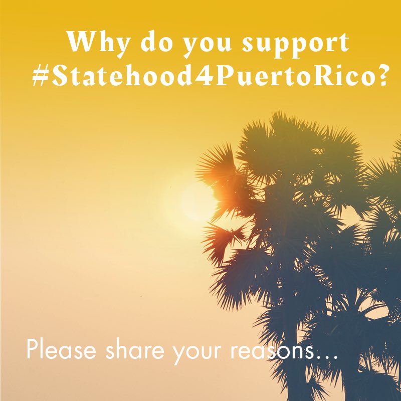 PuertoRico51st's tweet photo. Different people support #Statehood4PuertoRico for different reasons. For some it’s mostly about #VotingRights or #CitizenEquality. Others #EconomicOpportunity & quality of life. Yet others it’s more personal, wanting to stay close to family. What is your reason? Please share… https://t.co/uuh4vs0uV4