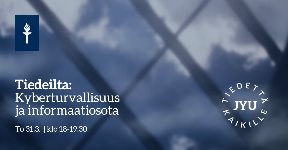 Ukrainan sotaa käydään myös digimaailmassa ja ihmisten mielissä. Onko mielessäsi kysymyksiä kyberturvallisuudesta, hybridiuhista tai informaatiosodasta? Lähetä tiedeiltaan, vastaamassa <a href="/maraj60/">Martti J Kari</a>, <a href="/PanuMoilanen/">Panu Moilanen</a> ja Martti Lehto #ITkaikkialla #JYUnique: r.jyu.fi/EoJ